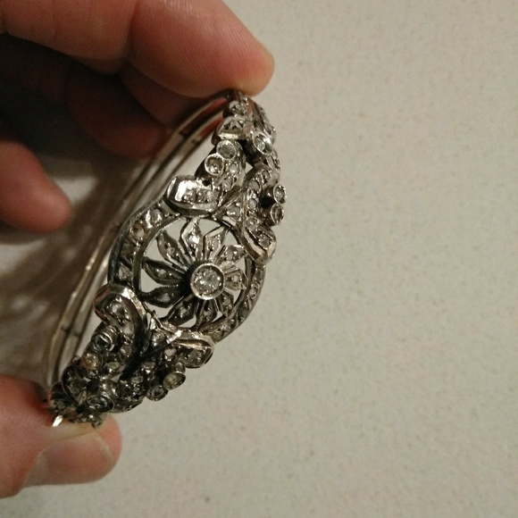 Victorian Silver Bracelet w Diamonds - Picture 3 of 4